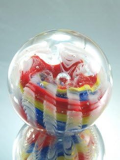 M Design Art Handcraft Crystal Rainbow Swirls Layer Glass Paperweight