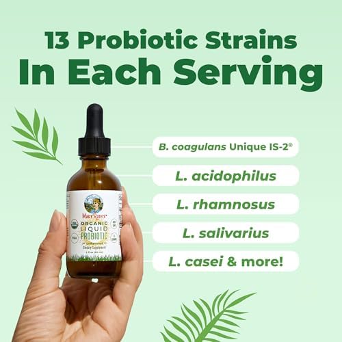 MARYRUTH'S Organic Liquid Probiotic, Digestive & Gut Health, 40 Servings | 2 Billion CFU, 13 Probiotic Strains, Gut Health & Digestive Support, Gas & Bloating Support, Vegan