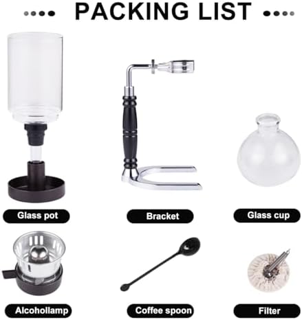 YUCHENGTECH Syphon Coffee Maker Tabletop Glass Siphon Pot Glass Technica Siphon Vacuum Coffee Maker(3 Cups(360ml))