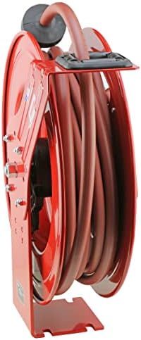 Lincoln 83754 Value Series Air/Water Retractable Hose Reel with 50' x 3/8" Rubber Air Hose, 1/2" NPT, 300 PSI, Slotted Mounting Base