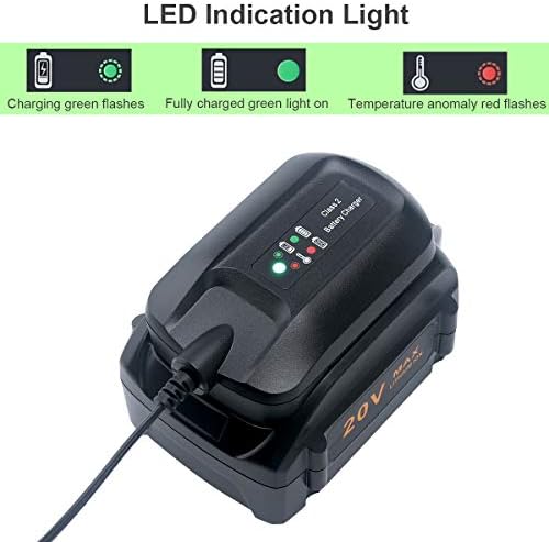 Lasica Replacement for Worx Battery Charger 20V WA3742 Compatible with Worx 20V Lithium Battery WA3520 WA3525 WA3578 WA3575 WA3522 WA3732 WA3770