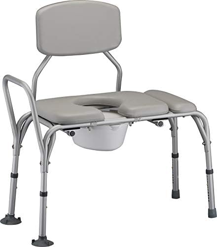 NOVA Padded Transfer Bench with Commode for Bath & Shower - Slide Transfer Chair for Seniors, Handicap & Medical Use, Adjustable Height