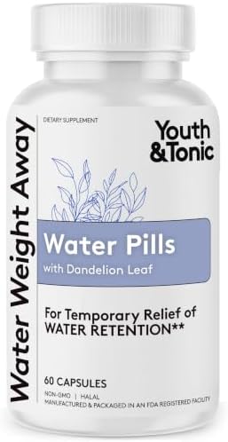 Youth & Tonic Natural Water Pills Weight Loss Women, Men, Water Retention