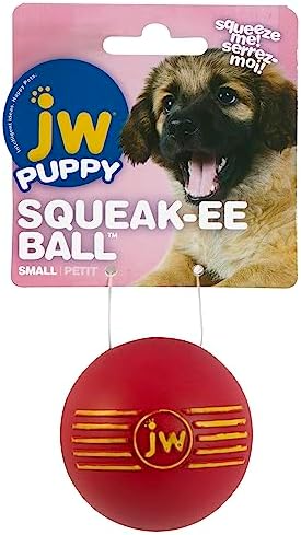 JW Squeak-ee Ball Puppy Toy | Water Resistant Design.