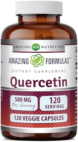 Amazing Formulas Quercetin 500mg 120 Veggie Capsules Supplement - Non-GMO - Gluten Free - Supports Overall Health & Well Being