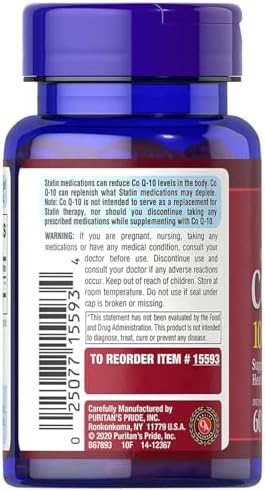 Puritan's Pride Coenzyme CoQ10 100mg, 240 Rapid Release Softgels