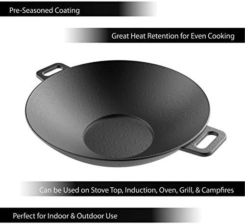 Classic Cuisine Cast Iron Wok, 14-Inch