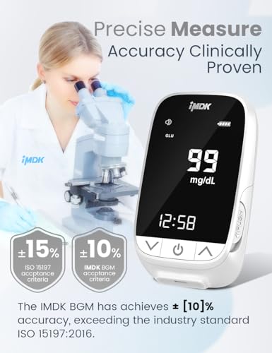IMDK Blood Sugar Test Kit, Precision Blood Glucose Monitor Kit with 100 Glucometer Strips, 100 Lancets, 1 Lancing Device and 1 Control Solution