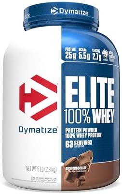 Dymatize Elite 100% Whey Protein Powder, L-Leucine, Quick Absorbing & Fast Digesting for Optimal Muscle Recovery, Gourmet Vanilla, 32 Oz