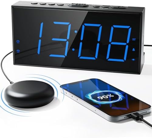Alarm Clock with Bed Shaker, Vibrating Alarm Clock for Heavy Sleepers