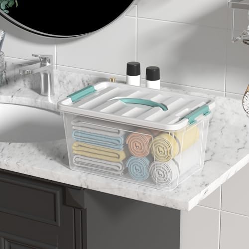 20 Quart Clear Plastic Bin with Lid, Latching Storage Box, 6 Packs