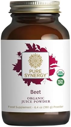 PURE SYNERGY Organic Beet Juice Powder | Pre-Workout Supplement | Organic Beet Root Juice Powder | for Healthy Circulation, Exercise, and Detoxification (6.4 oz.)
