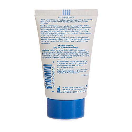 Free & Clear Shampoo, 2 Ounce Travel Size (Pack of 3)