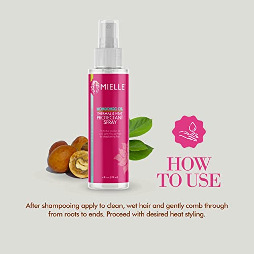 Mielle Organics Mongongo Oil Thermal & Heat Protectant Spray, Protects Hair from Heat Damage, Intense Heat Defense, Curl Pattern Protection