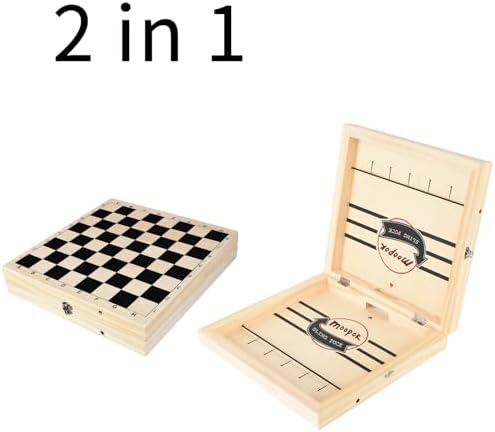 moopok Fast Sling Puck Game - Fast Action Super Foosball Table Desktop Battle Slingshot Wooden Air Hockey Board Game -Guaranteed Fun for Family Game