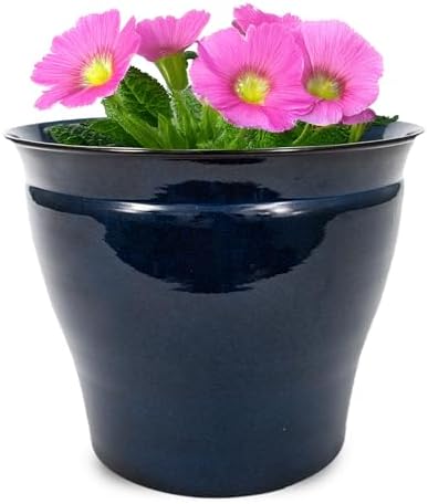 Headwind Glazed Ironstone Avery Collection Decorative Plant Pot – 6" Midnight Sapphire Glazed Decorative Pot – Lightweight & Durable Flower Pots