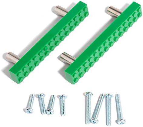 Set of 2 Build-On Brick Drawer Pulls (Green)