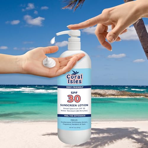 Coral Isles SPF 50 Sunscreen Pump Reef Compliant Broad Spectrum 128 Fl Oz