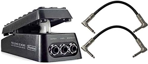 Jim Dunlop DVP4 Volume (X) Mini Pedal for Electric Guitars Bundle with 2-Pack of Pedal Patch Cables
