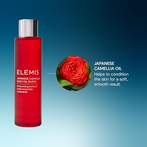 ELEMIS Japanese Camellia Body Oil Blend for Stretch Marks, 100ml | Luxuriously lightweight body oil nourishes, conditions