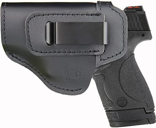 IWB Leather Holster for Inside Waistband Concealed Carry Fits:S&W M&P Shield-Glock19 26 29 30 32 43-Beretta Px4-RUGER EC9s-SIG-HK-Taurus-XDS or Similar Sized Handguns