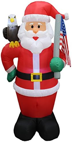 6 FT Patriotic Christmas Inflatable Santa Claus with Eagle & American Flag | Lighted Yard Blow-Up, Outdoor/Indoor Use, Self-Inflating Blower