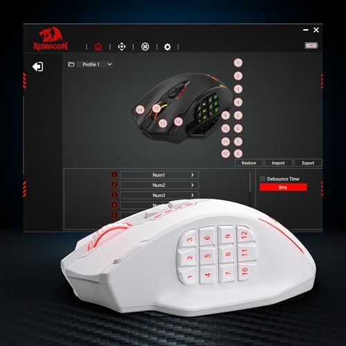 Redragon M908 Wired MMO RGB Gaming Mouse 12400 DPI Remapping Keys | Stable Lag-Free Connection, Redefine Keybinding Macro, Vibing Backlight, Ergonomic Grip Body Comfort