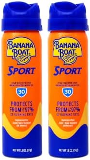 Banana Boat Sun Screen Sport Spray SPF 30 UltraMist Coolzone 1.8 oz (Travel Size), 2 units