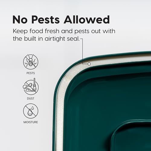 IRIS USA Airtight Pet Food Container, Up to 30 lbs & 11 lbs, Green | Airtight Seal, BPA-Free, 2-Cup Scoop, Stackable Design, Rolling Wheels, Dual Storage