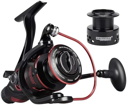 KastKing Sharky Baitfeeder III Spinning Reels with 5.5:1 Gear Ratio | Max Drag: 26.5 lb, 10+1 BB, 16.6 oz, CNC Aluminum Spool, Carbon Fiber Drag for Live Liner, Comes with Graphite Spool