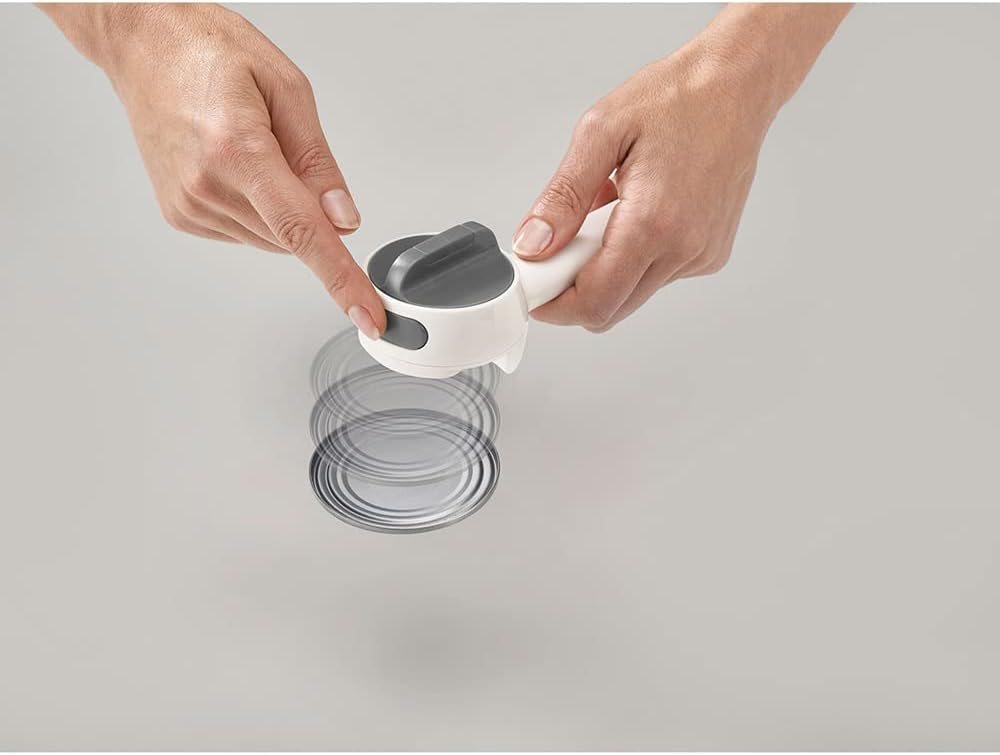 Joseph Joseph Can-Do Plus Compact Can Opener Manual Easy Twist Pull Tab Stainless Steel Portable Space-Saving, White