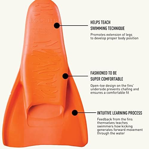 FINIS Booster Swim Fins for Kids - Floating Rubber Fins - Teaches Kick Technique - Open-Toe Design - Comfortable Fit