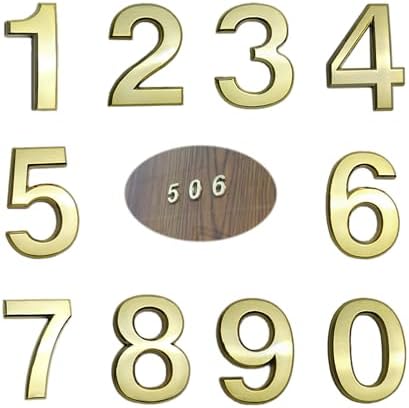 10 Pcs 3D Small Mailbox Numbers(0-9,Gold),1.4 Inch Self Adhesive House Numbers Sticker