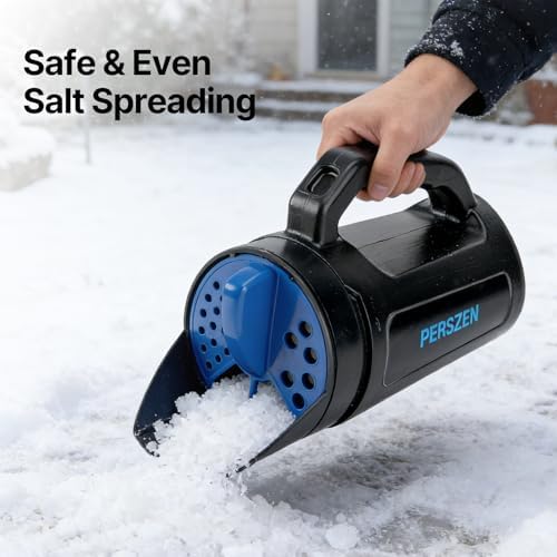 PERSZEN Handheld Spreader for Fertilizer, Grass Seed and Ice Melt, Multi-Use Seed Spreaders for Lawns with Adjustable Openings