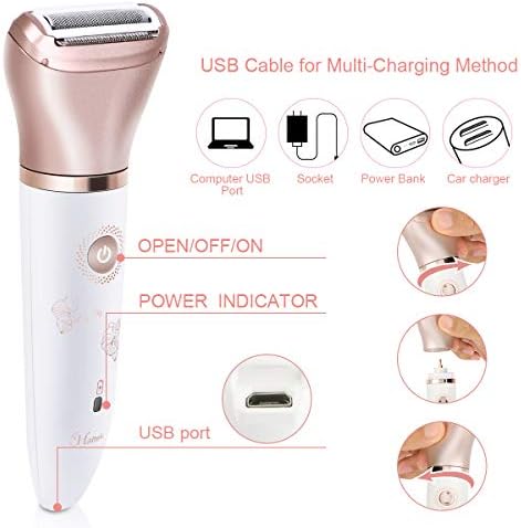 Electric Razors for Women - Painless 2-in-1 Shaver for Women Hair Remover for Face, Legs and Underarm Wet & Dry, Portable Bikini Trimmer