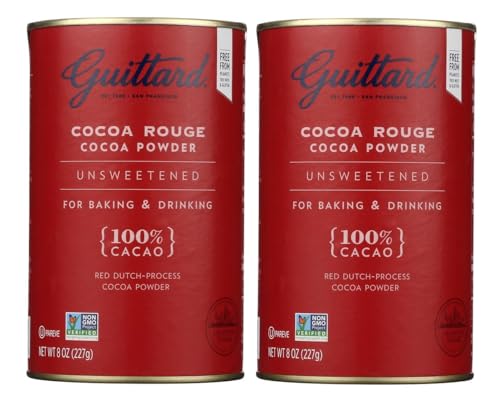 E Guittard Cocoa Powder, Unsweetened Rouge Red Dutch Process Cocoa, 8oz Can