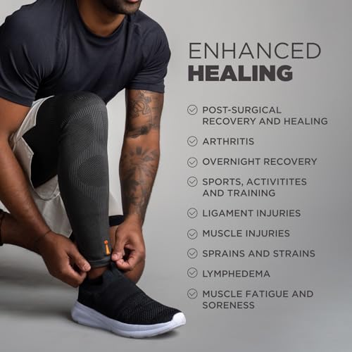 Incrediwear Leg Sleeve – Infrared Full Leg Sleeves for Women and Men Supporting Pain Relief, Swelling, Muscle Recovery, Post-Op, Lymphedema, ACL Recovery (Charcoal, X-Large)