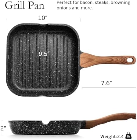 ESLITE LIFE Nonstick Grill Pan for Stove Tops, Versatile Griddle with Pour Spouts