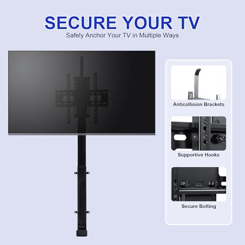 Fromann Motorized TV Lift Mount with Remote for 32-55 Inch Height Adjustable TV Lift Stand, Load Capacity 132Lbs, Stroke Length 29.9 Inches