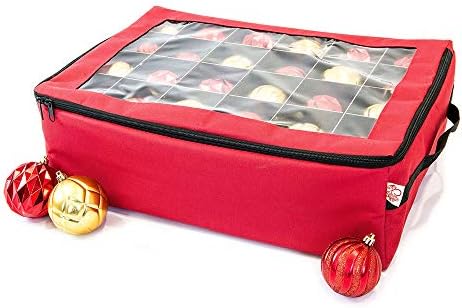 Santa's Bags Christmas Ornament Storage Box, 48 (3") Ornaments | Acid-Free Removable Trays with Separators