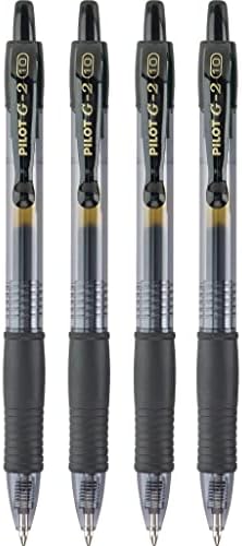 PILOT G2 Premium Rolling Ball Gel Pens, 1.0 mm, Black Ink, 4-Pack
