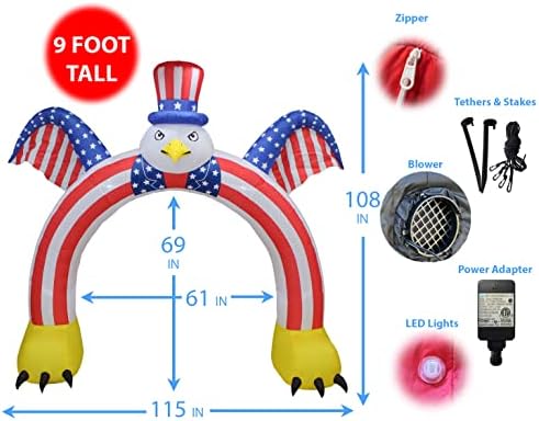 9 Foot Tall Patriotic Independence Day 4th of July Inflatable