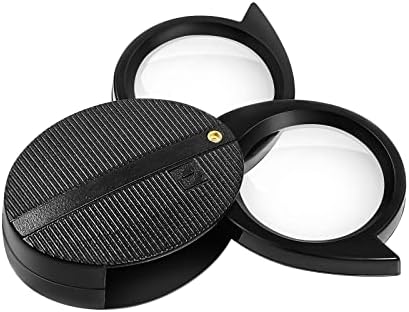 ULTECHNOVO Pocket Magnifying Glass 5X Folding Handheld Portable Magnifier