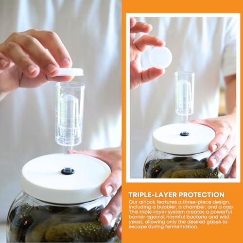 FastRack 1 Gallon Mason Jar Wide Mouth & Twin Bubble Airlock for Fermentation, Pickling