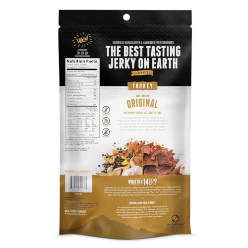 Perky Jerky Original Turkey Jerky, 14oz - Low Sodium - 10g Protein per Serving - Low Fat - 100% U.S. Sourced - Handcrafted, Tender Texture and Bold Flavor