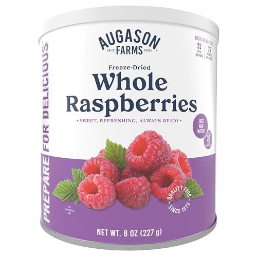 Augason Farms Freeze-Dried Whole Raspberries Can | Emergency Food Supply, 23 Servings, 30 Year Shelf Life, Great for Cooking, Baking, and Snacks