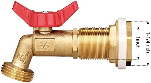 WADEO Rain Barrel Spigot, Brass Water Spigot with Bulkhead Fitting, Rain Water Faucet Kit with Thread Tape