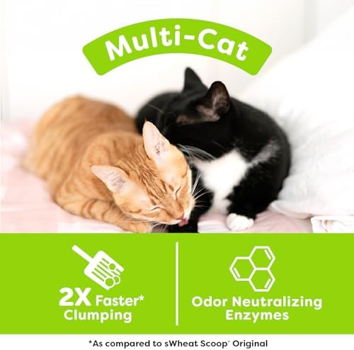 sWheat Scoop Natural Wheat Multi-Cat Litter, Superior Clumping with Odor Neutralizing Enzymes, 25 Pound Bag