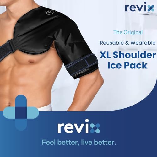 REVIX Shoulder Ice Pack Wrap for Rotator Cuff, Reusable Gel Cold Pack