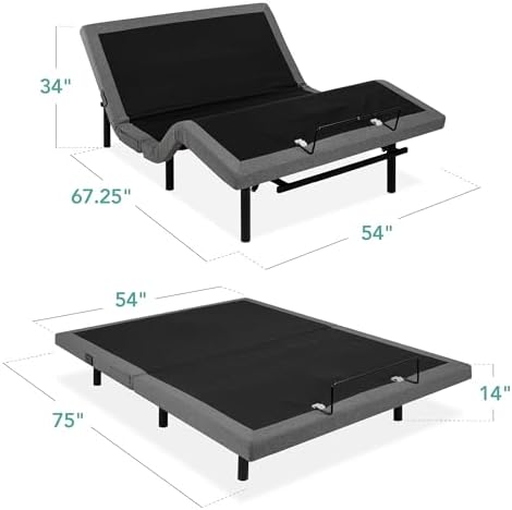 Best Choice Products Ergonomic Twin XL Size Adjustable Bed Frame, Electric Base w/Wireless Remote Control, Nightlight, Massager, 2 USB Ports